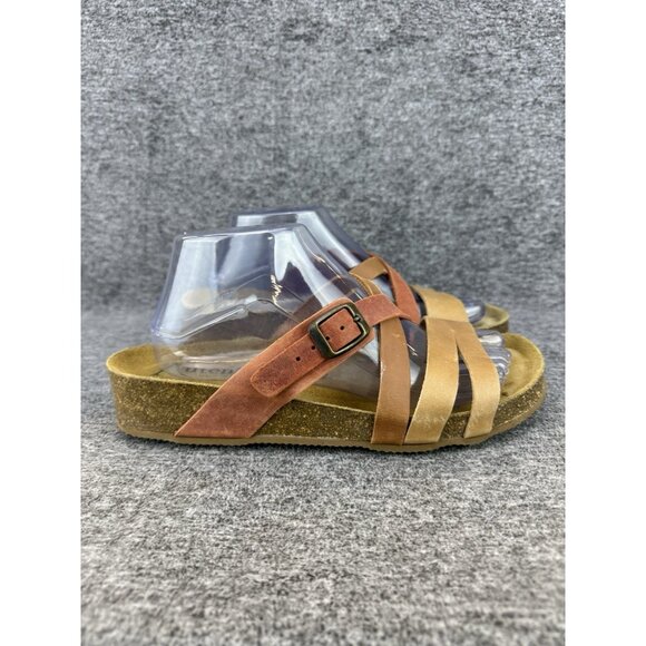✅Autenti Sandals Women's 40/9-9.5 Tri-Color Leather Comfort Slides Made In Spain - Picture 6 of 9